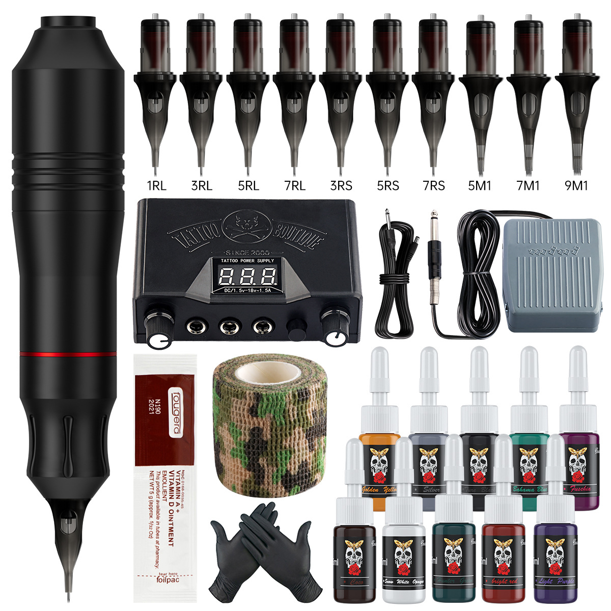 Traje de tatuaje caliente transfronterizo tatuaje pluma cubierta pluma tatuaje traje de máquina tatuaje todo en uno traje de máquina