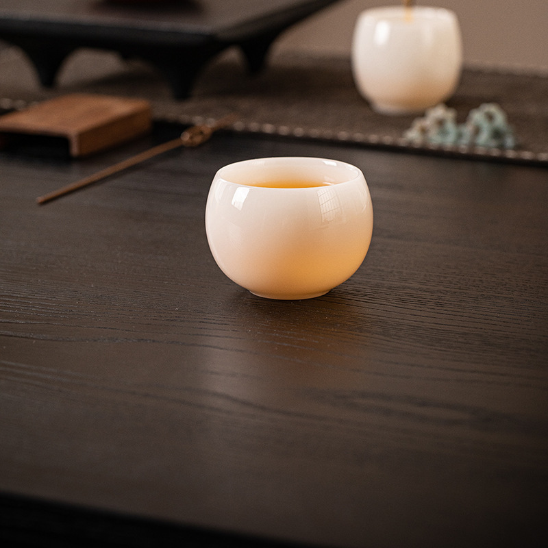 翡翠茶カップ徳化氷種羊脂翡翠白磁ティーカップ家庭用カンフーティーセット純白ゲストカップティーシングルカップ|undefined