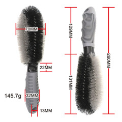Automotive cleaning and beauty tools, 260*70mm automotive wheel rim cleaning brush, black and gray PVC brush