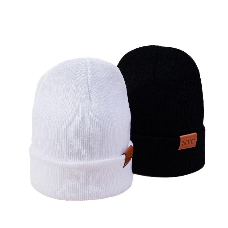 Unisex-AccessoiresAlles in einem gestrickten Beanie-Stil aus Leder mit schlichten Wollmützen_voghion.com