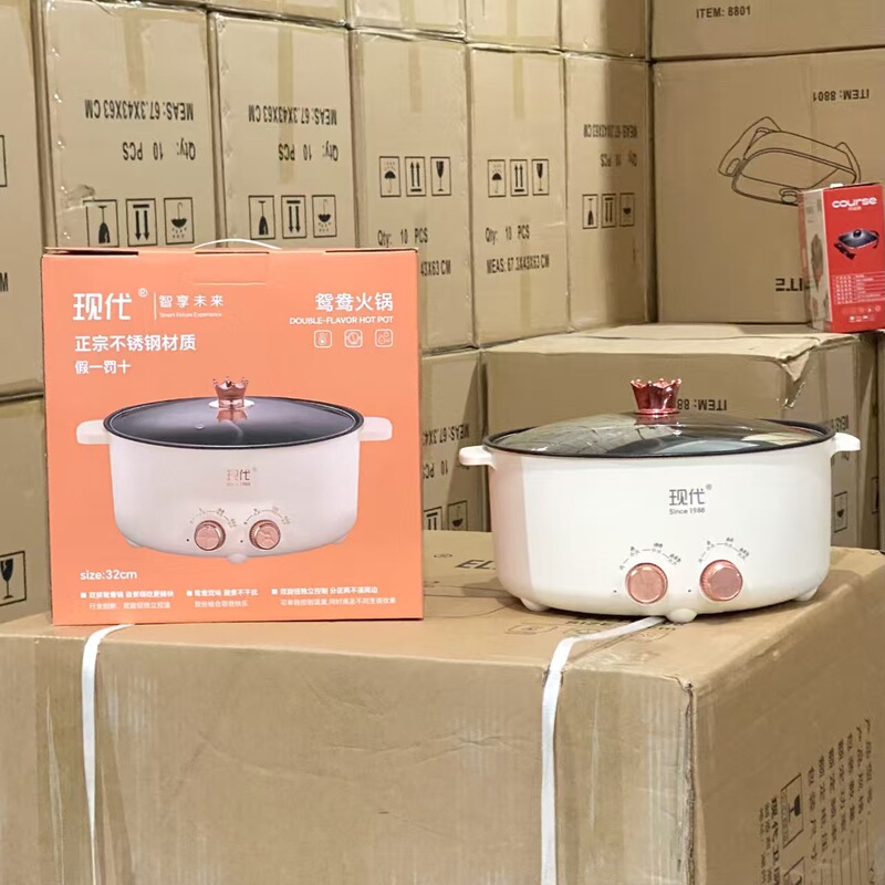 新型Xianke電気鍋5Lダブルコントロールノンスティック電気鍋厚型鴛鴦鍋多機能大火力電気鍋|undefined