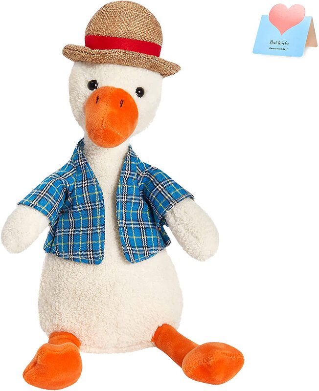 Stuffed Duck Plaid Shirt Animal Toy Gift for Boys Girls for Easter Holiday Christmas Birthday