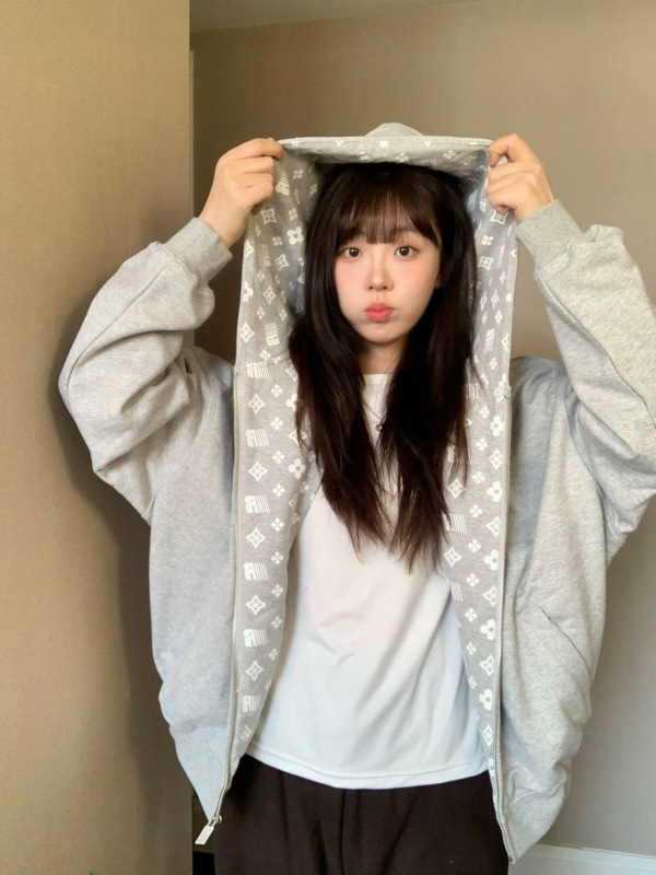 冷淡系独特别外套女2025新款秋季潮牌宽松情侣装拉链连帽卫衣上衣|undefined