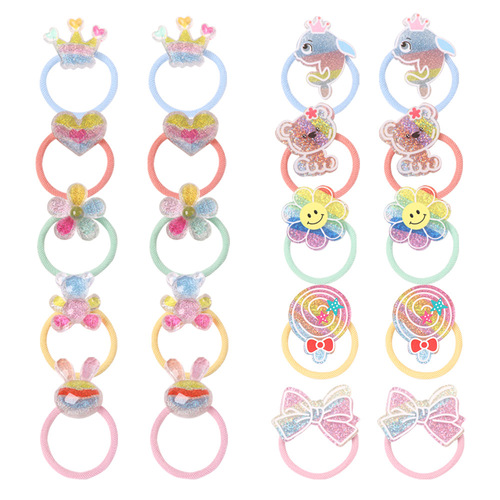 Cute Crown Flower Hair Tie for Kids, Non-Damaging, Cartoon Baby Girls Hairband, Loving Butterfly Knot Hair Accessory