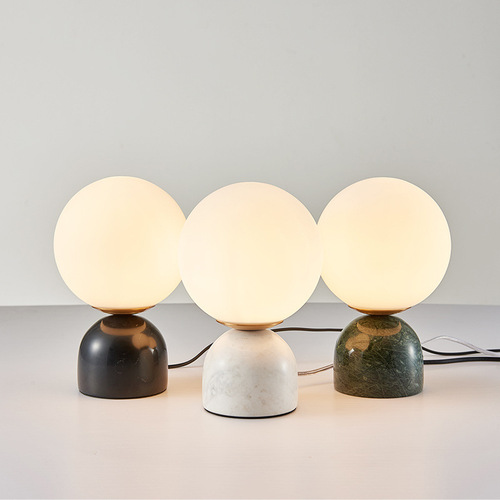 Nordic creative fashionable marble living room lamp modern simple personalized bedroom night light study room glass lamp