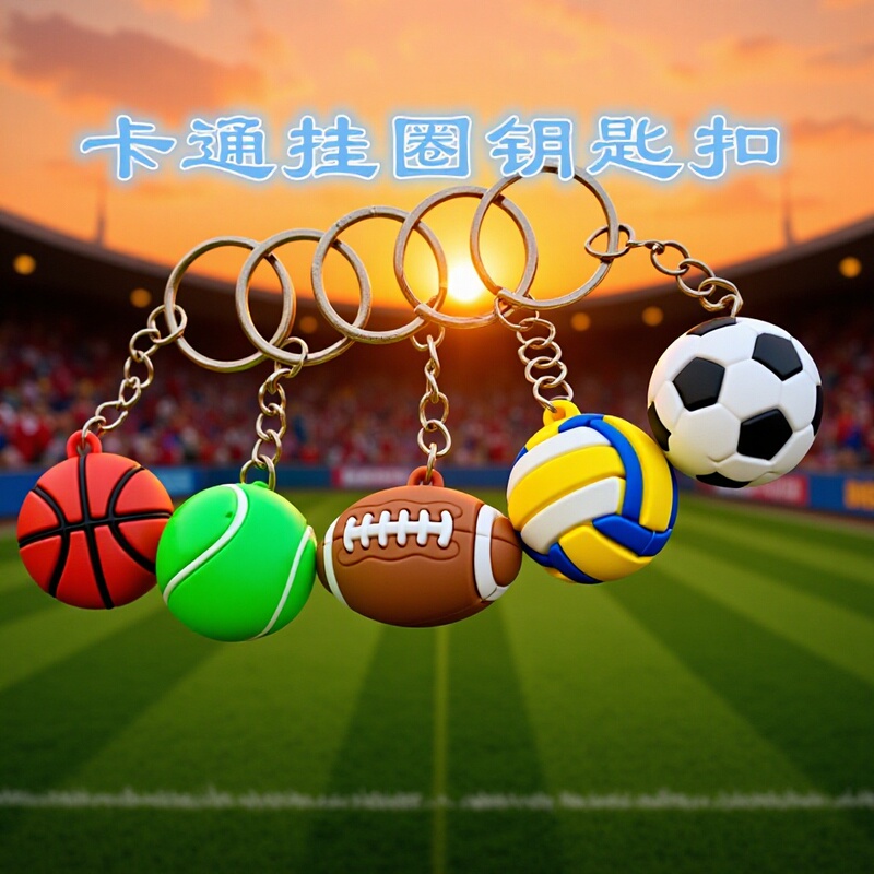 5120# soft rubber basketball Football football tennis doll key chain student bag personalized pendant small gift