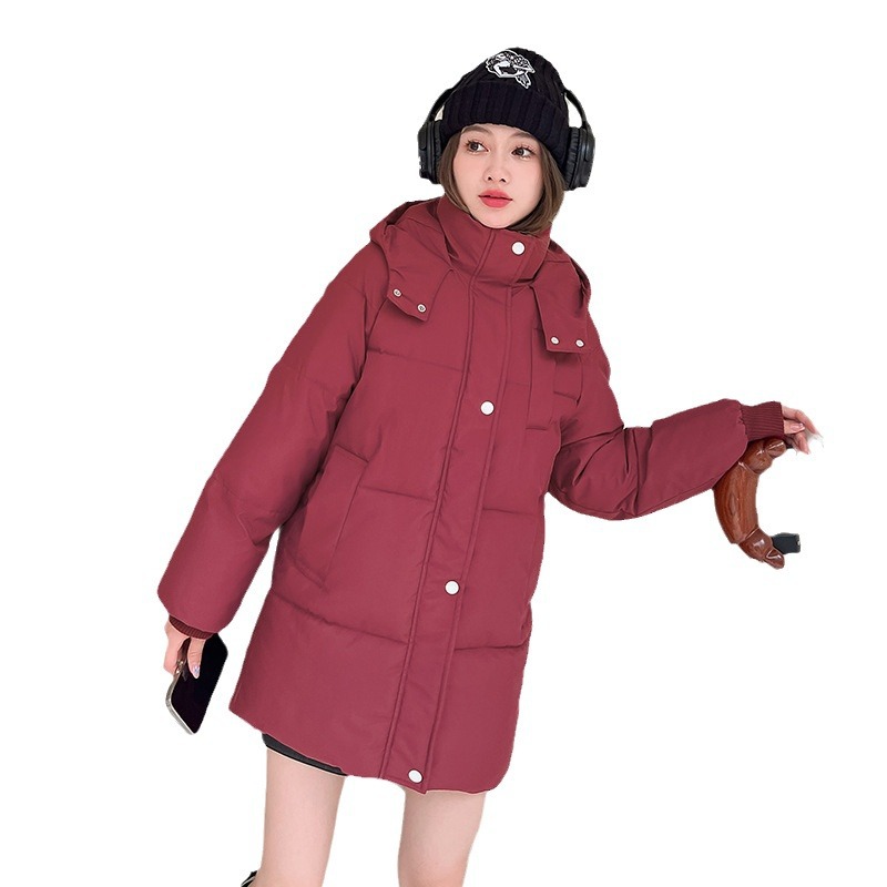Ropa de algodón de mujer invierno 2025 ropa de pan de moda universal ropa de algodón de estilo medio y largo para mujeres nuevas chaquetas de algodón con capuzas gruesas image 5