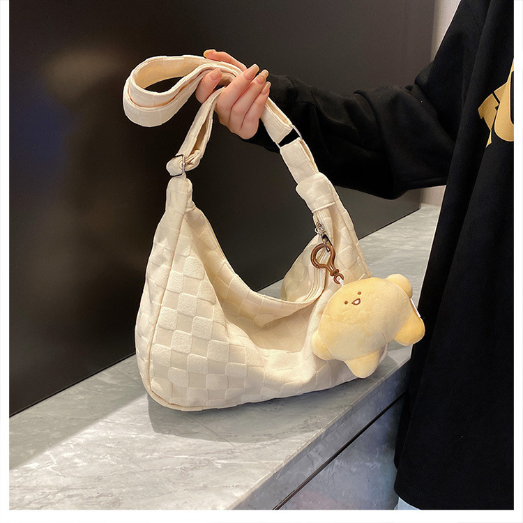 Women's Medium Cotton Color Block Classic Style Square Zipper Shoulder Bag display picture 1