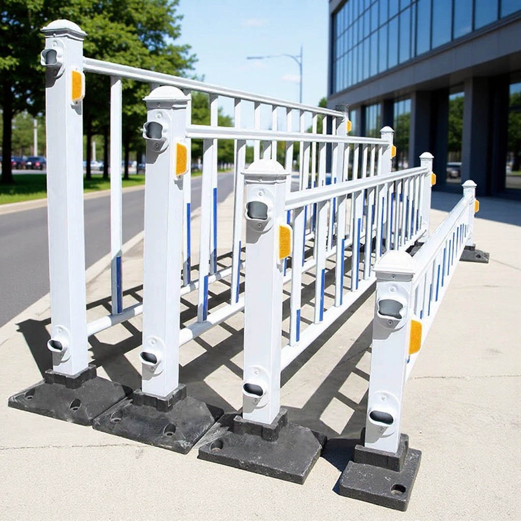Утолщенное муниципальное дорожное ограждение, синее и белое дорожное ограждение, изоляционный барьер для пешеходов и автомобилей, ограждение из цинковой стали