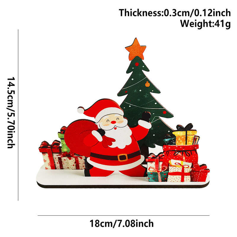 現物クリスマス木製かわいいサンタクロース立牌3d立体デスクトップ装飾品置物木製工芸品|undefined