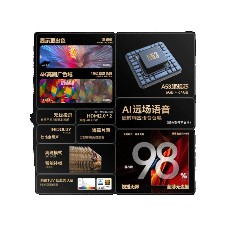 LeTV Keji безрамочный полноэкранный телевизор 100 дюймов 110 сеть 85WIFI65 ЖК HD 4K большой экран 75