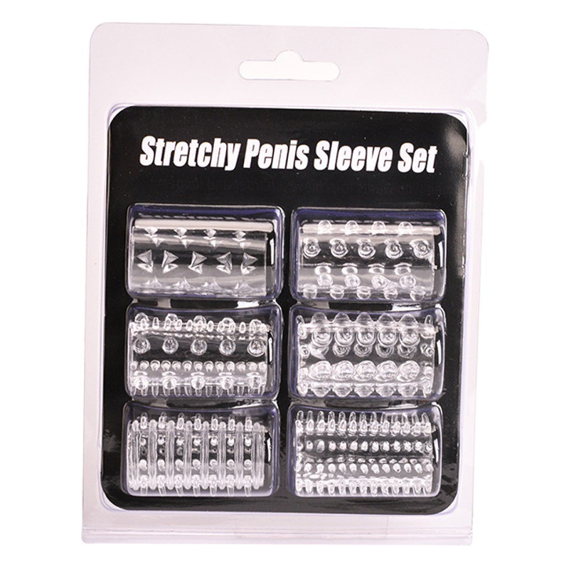 Foreign trade hot selling crystal cover Caterpillar finger cover six combinations suit flirting leather cover male sex toys
