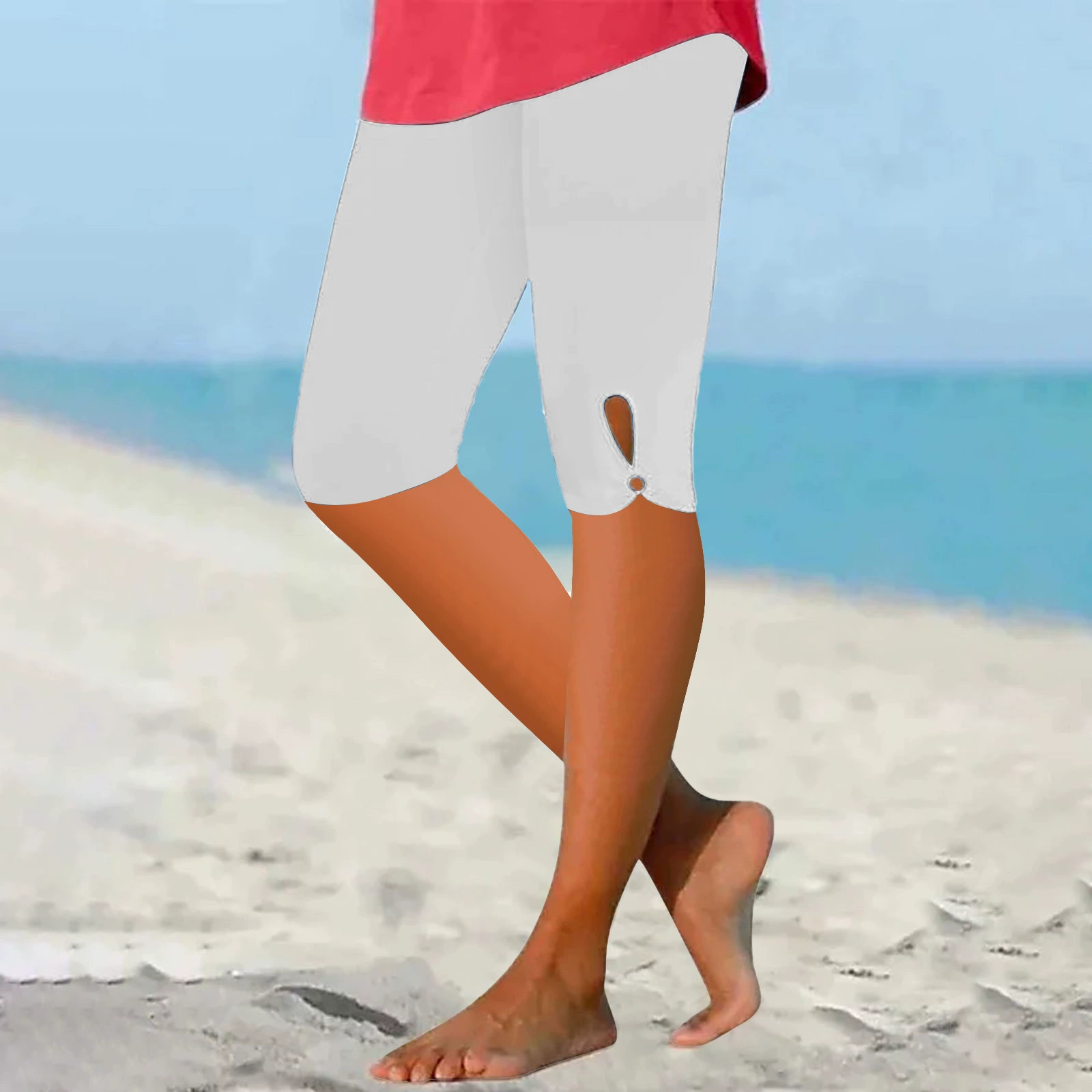 2024 Amazon AliExpress Летние женские простые повседневные леггинсы укороченные брюки (много в наличии)