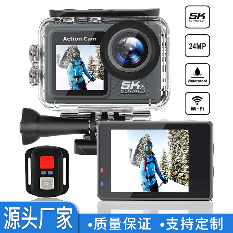 户外防水运动相机5K高清防抖遥控双屏摄像机迷你运动相机工厂现货