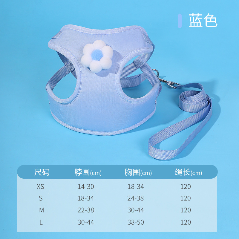 Cuerda de tracción para gatos para evitar que se libere y salga, cuerda para pasear al perro tipo chaleco ajustable, flor en forma de I, pecho y espalda para mascotas