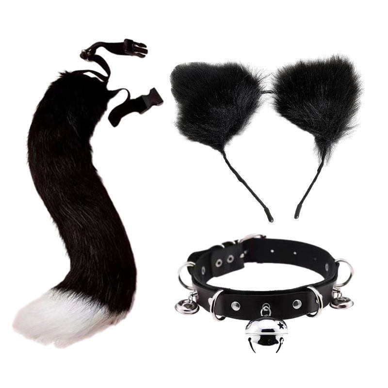 Cosplay Cat Ear Headband And Beast Tail Set Handmade Accessories_voghion.com