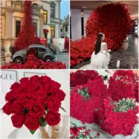 Single flannel simulated rose mall window rose waterfall outdoor layout flower wall flower arrangement home decoration flower