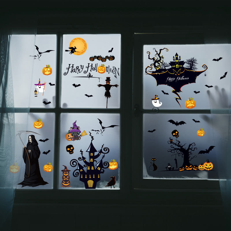 Amazon's New Halloween Self-Adhesive Window Stickers Party Party Decorations Double-Sided Glass Window Wall Stickers