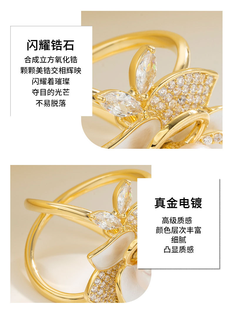 小香风山CHA花丝巾扣时尚优雅淡水珍珠花朵方巾扣