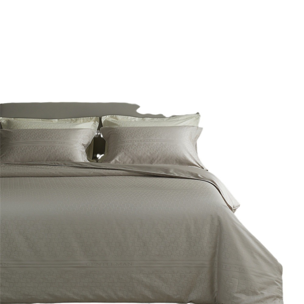 Super suave Clase A ~ 80s Aksu de fibra larga de algodón jacquard de cuatro piezas conjunto de alta calidad de algodón puro sábana apta para la piel sábana ajustable