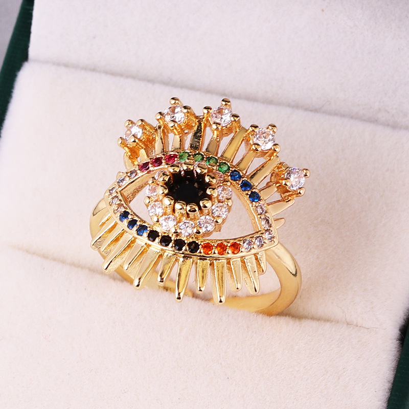 Fashion Eye Copper Zircon Rings In Bulk display picture 3