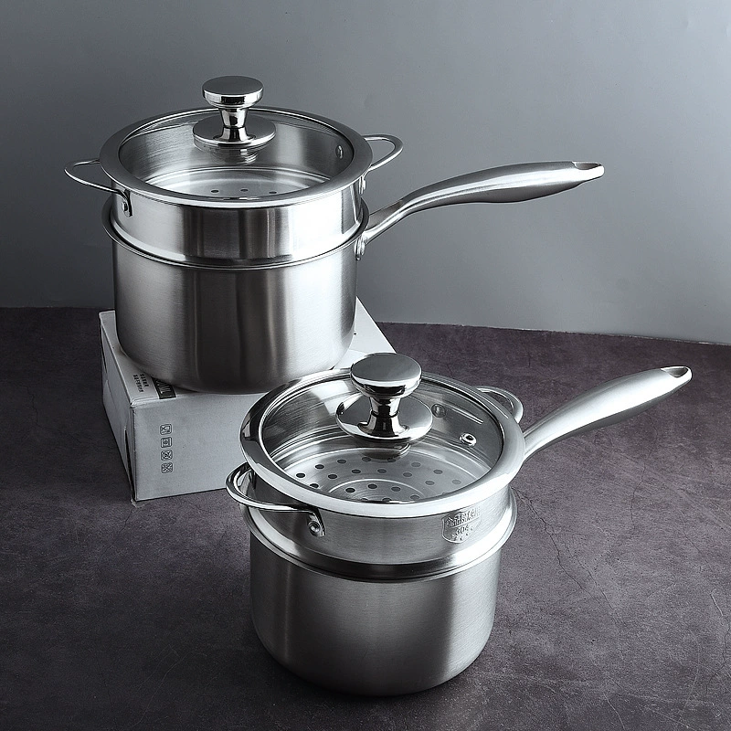 304 нержавеющая сталь молочный cooker корейский стиль ресускоп одноличная ручка маленький молочный котел домашний маленький котел электроплита двойное использование один слой маленькая пароварка