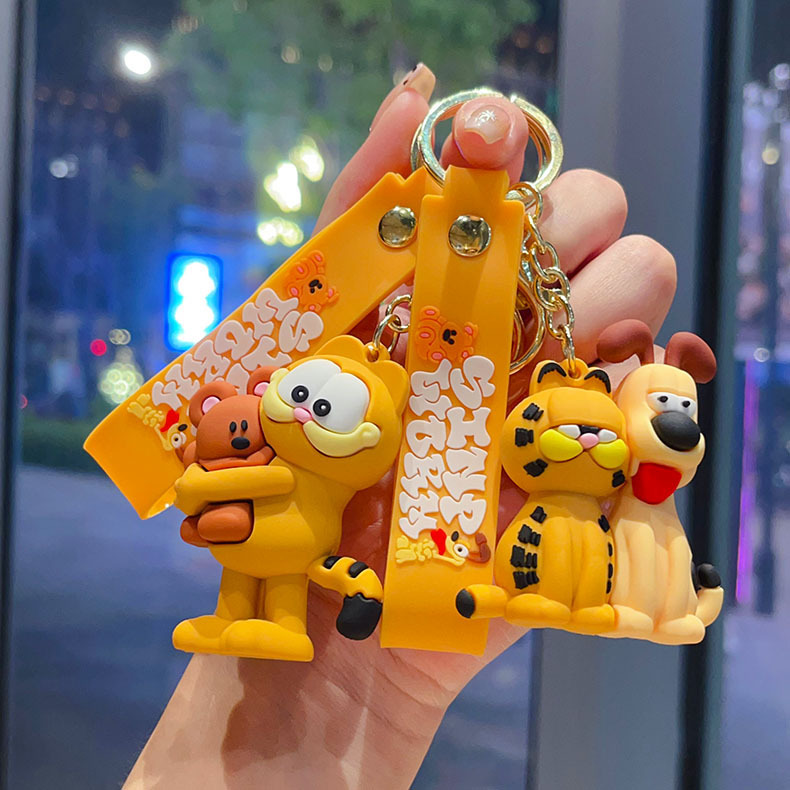 卡通加菲猫钥匙扣小挂件立体公仔汽车钥匙链学生书包挂饰厂家批发|undefined