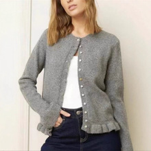 跨境外贸出口服装 女装贝壳扣针织衫开衫 大朗毛衣库存清仓处理