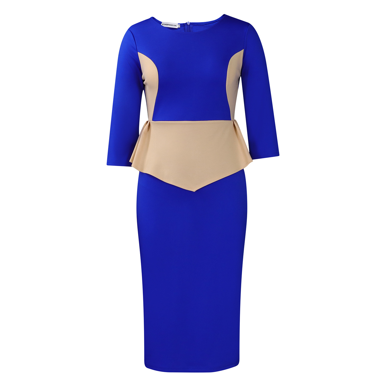 Color Block Bodycon Dress Elegant Fashionable Office Wear Autumn Winter Collection Wholesale Available