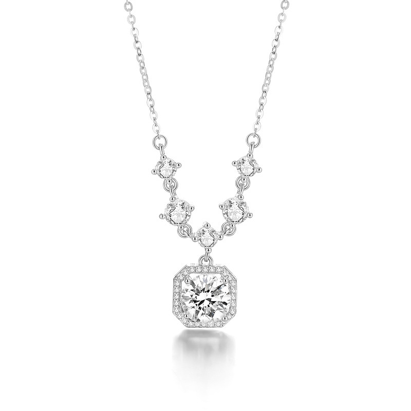silver-Zircon diamond necklace (thick real gold color)