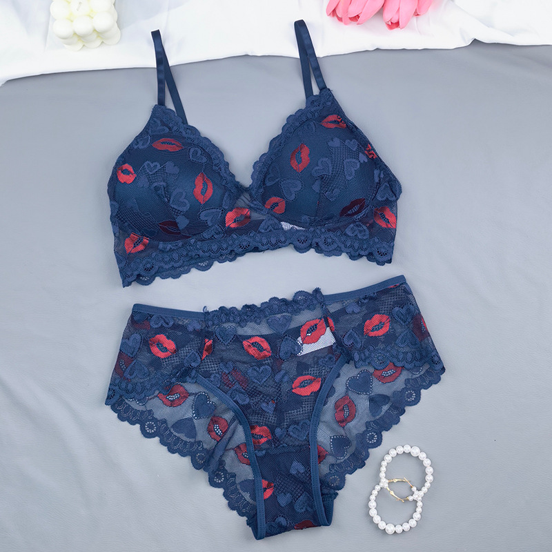 Transfronterizos Europeos y estadounidenses pop pop up hip sexy sexy sexy lipstick set de bordado de malla transparente pura ropa interior ultra delgada