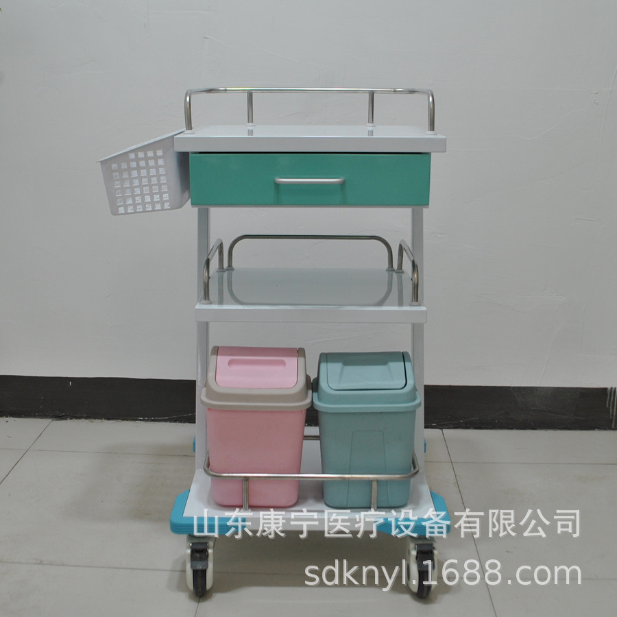 钢制喷塑仪器车治疗车医用内窥镜转运车 彩色碳钢急救发药车