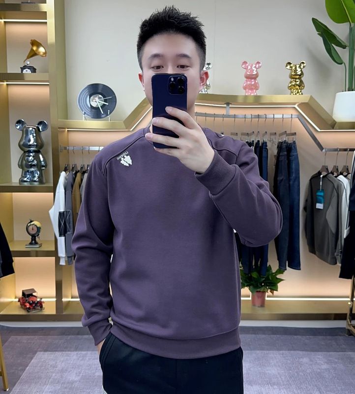 Autumn and Winter New Fashion Casual Simple Embroidery Creative Men's All-match Long-sleeved Fashionable fleece-lined Round Neck Sweat Autumn and Winter New Fashion Casual Simple Embroidery Creative Men's All-match Long-sleeved Fashionable fleece-lined Round Neck Sweat