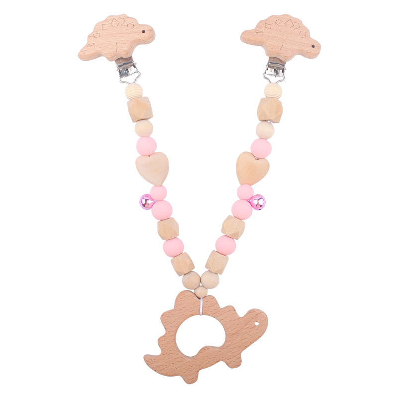 Suministros para bebés pulsera de silicona molar de juguete para niños Cadena de cochecito de dinosaurio de tres piezas creativa pequeña campana colgante