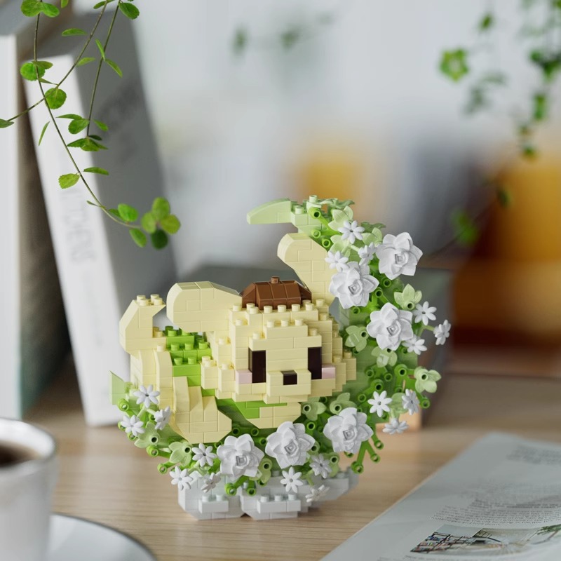 Cubierta de polvo, bloques de construcción, flores, compatible con Lego en maceta, flores de hibisco, juguetes para niños, niñas, venta al por mayor transfronteriza