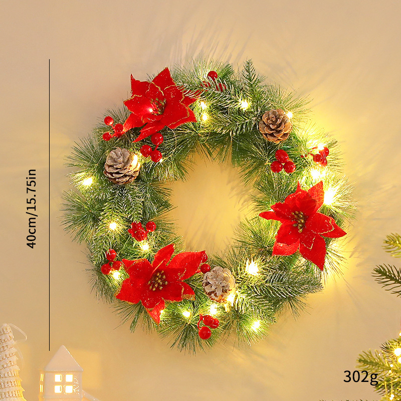 外国貿易の人気クリスマスの花輪のペンダントクリスマスのシーンのショーウインドーの扉を配置します。|undefined