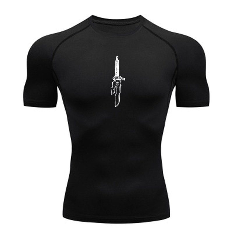 Cross-Border Manufacturers Sell Men's Fitness Long-Sleeved Tight T-Shirts Quick-Drying High-Elastic Sportswear Running Training Clothes