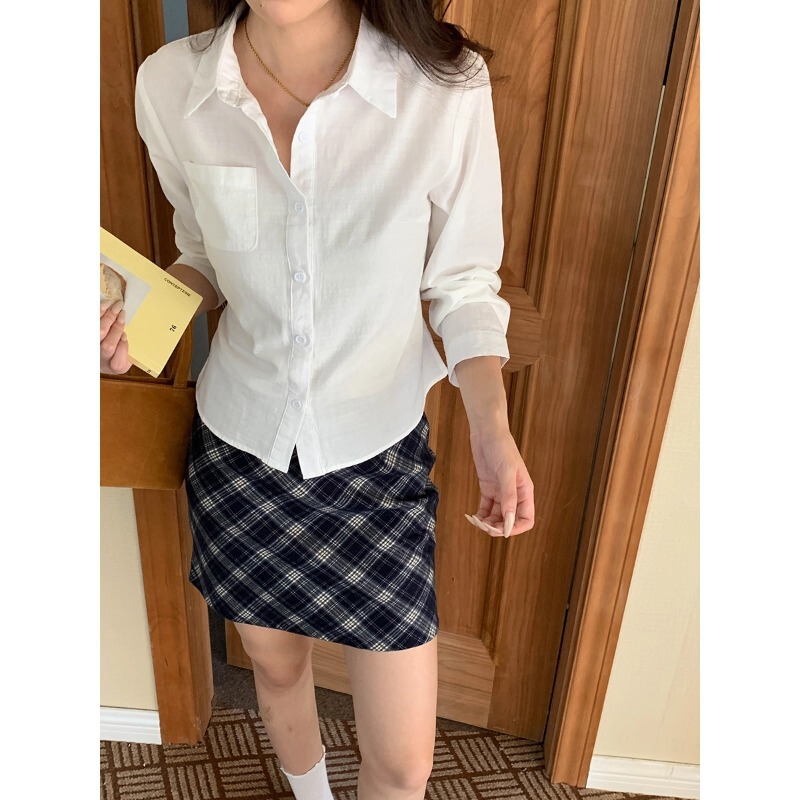 3Th Morning Fashionable Intellectual Design Sense Back Tie Waist Slimming Shirt Zy3386