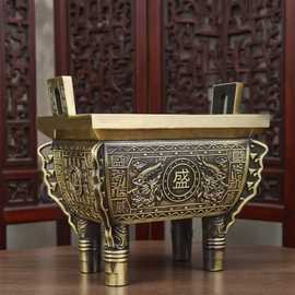 厂家批发 现货供应 黄铜制作 双龙鼎 方鼎  铜鼎  香炉鼎  压铸