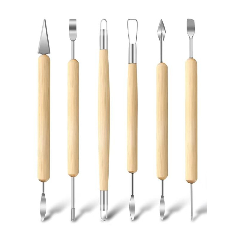 통나무 점토 도구 6종 세트