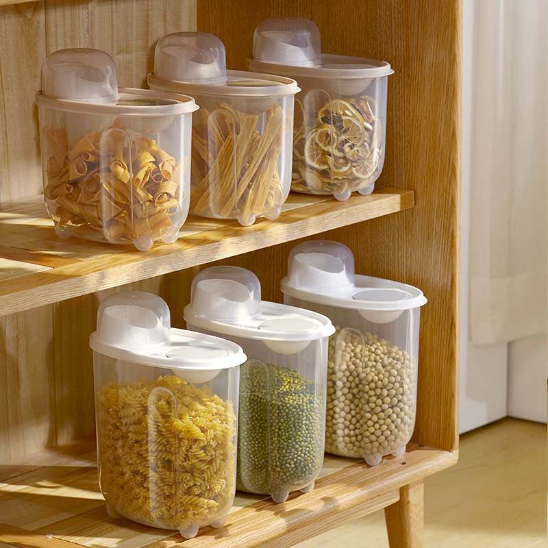 Kitchen Household Storage Storage Tank Thickened Moisture-Proof Grain Tank with Lid Dust-Proof Plastic Sealed Tank Set