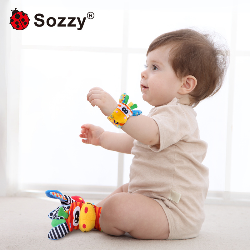 Sozzy新生兒寶寶手錶帶裝飾0-1歲嬰兒手腕帶搖鈴嬰兒玩具禮物批發