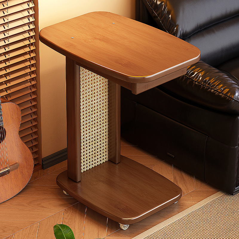 Middle Ancient Style Movable Side Table Household Living Room Sofa Side Small Table Small Apartment Non-Solid Wood High-end Small Coffee Table