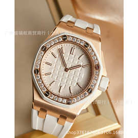 AP皇家橡树镶钻日历女款运动手表女气质大表盘胶带石英女士手表