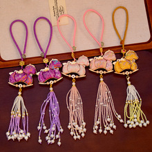 新中式宋锦纯手工生肖马车挂件编织流苏包挂新中式钥匙扣挂饰品