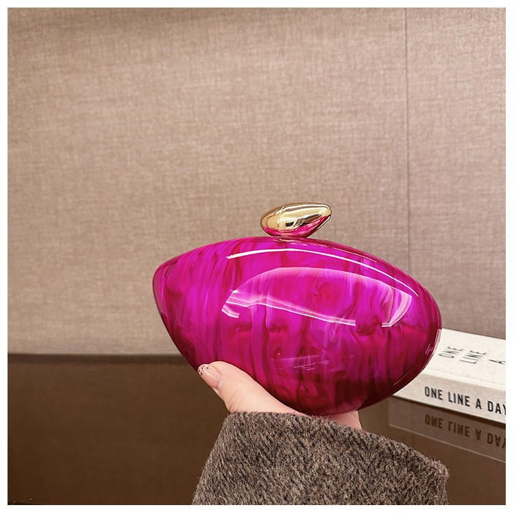 Nuevo paquete de cena de lujo ligero transfronterizo, dama alta sensación de bolso de mano acrílico bolso oval bolso de noche de hombro único