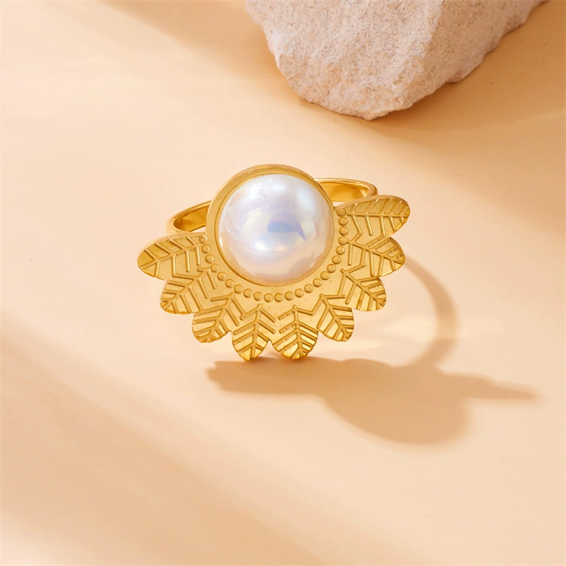 Retro fashionable accessories from pearl, pendant, earrings, ring, necklace stainless steel