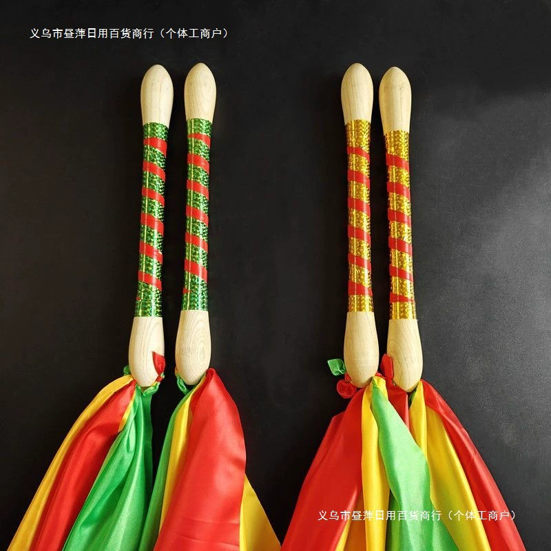 Барабанные палочки с семицветной лентой, барабанные палочки из цельного дерева, барабан для взрослых, барабан дракона, военный барабан, величественные гонги, барабанные палочки, барабанные молотки