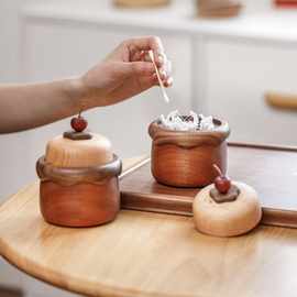 木质蛋糕造型牙签筒家用桌面卡通牙签盒棉签牙线收纳盒乔迁礼物