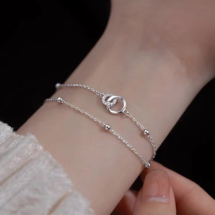 925 silver-plated ring bracelet girls' niche design high-grade girlfriends bracelet light luxury jewelry